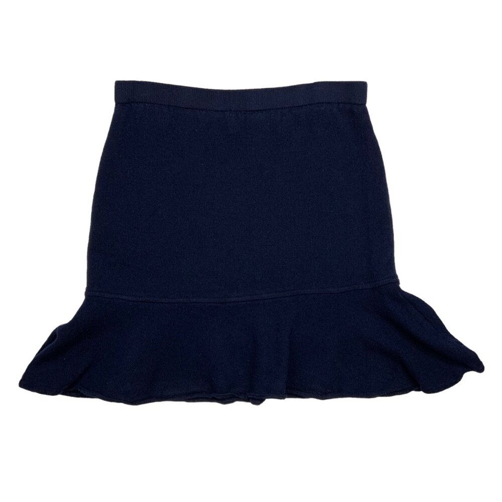 St. John Basics Knit Skirt 6 Blue Wool Blend Mini Peplum Classic